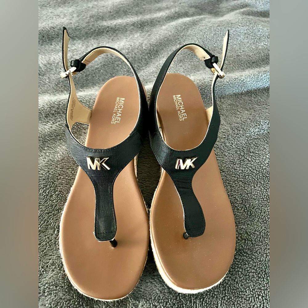 Michael Kors Black and Tan Sandals